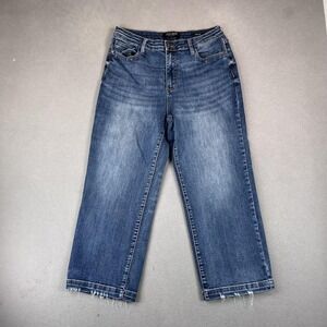 Judy Blue Jeans Womens 13 31 Blue Wide Leg Frayed Raw Hem Denim High Rise